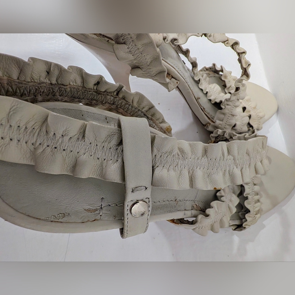 BCBGeneration Cream Ruffle Stiletto Heels - Picture 7 of 10